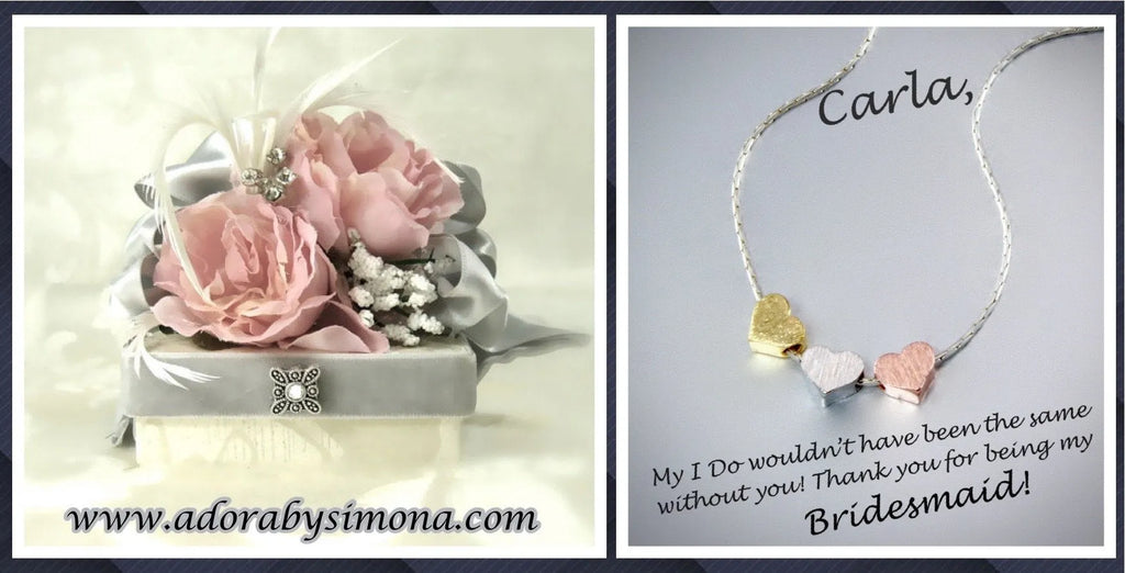 "Viola" - Mixed Metal Three Hearts Bridesmaids Necklace