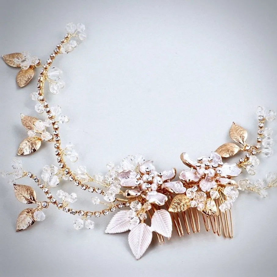 Wedding Hair Accessories - Pearl and Crystal Bridal Hair Comb - Available in Gold and Silver