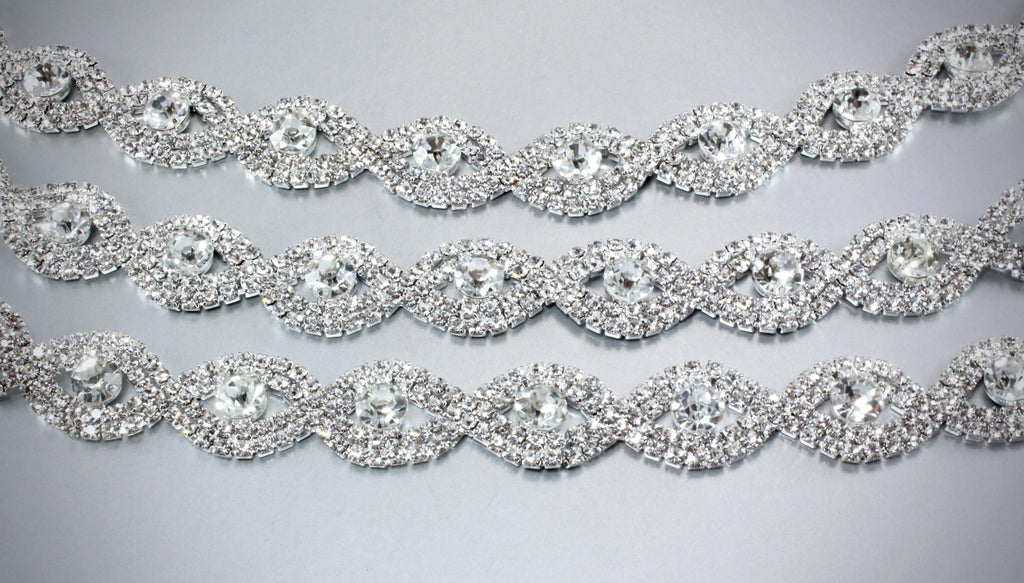 "Nora" - Silver Crystal Bridal Belt/Sash