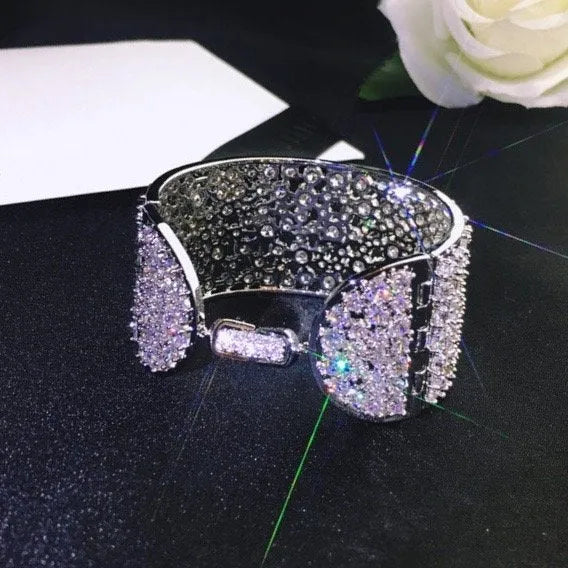 Wedding Jewelry - Cubic Zirconia Bridal Cuff Bracelet