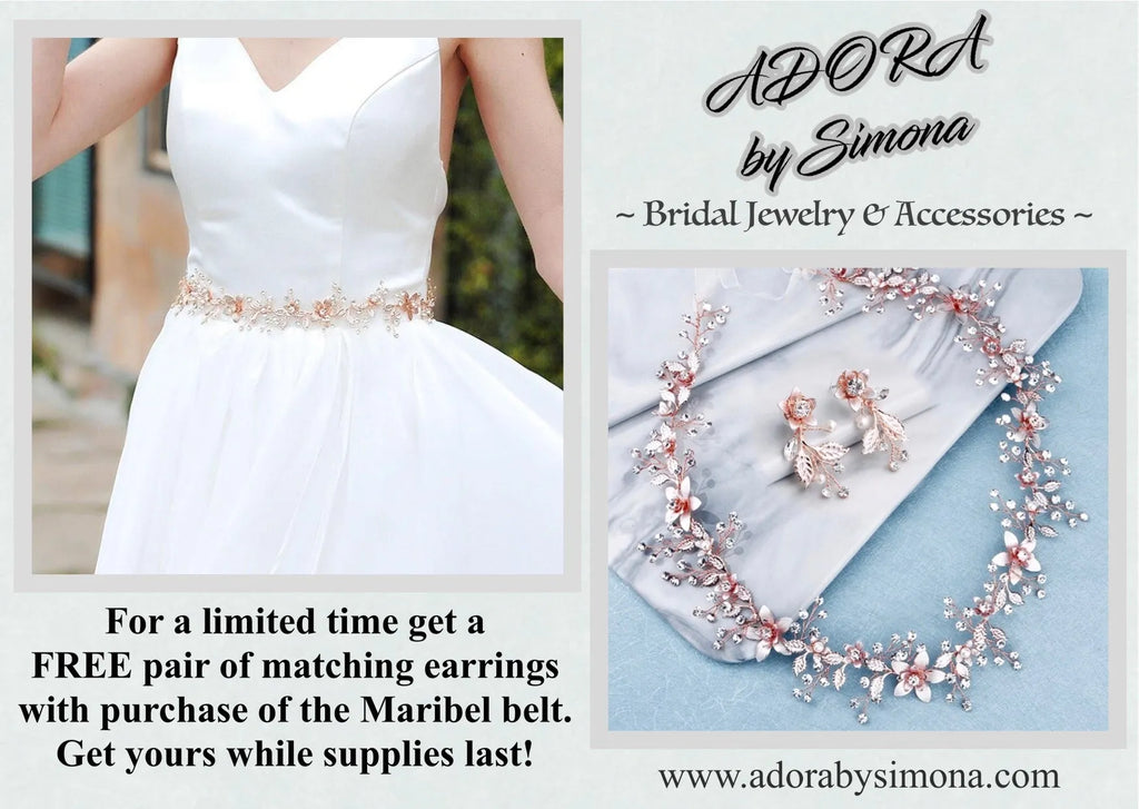 Wedding Accessories - Bohemian Rose Gold Bridal Belt/Sash