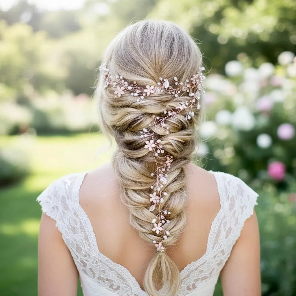 Wedding Hair Accessories - Pearl and Crystal Bridal Long Hair Vine - Available in Silver, Rose Gold and Yellow Gold