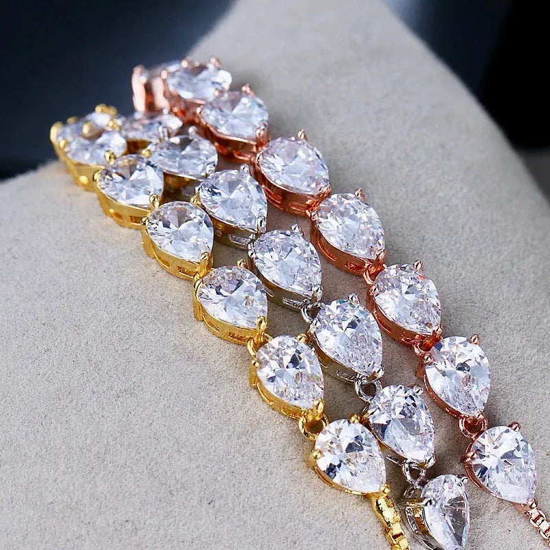 Wedding Jewelry - Cubic Zirconia Adjustable Bracelet - Available in Silver, Rose Gold and Yellow Gold