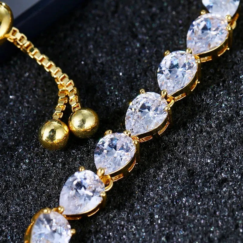 Wedding Jewelry - Cubic Zirconia Adjustable Bracelet - Available in Silver, Rose Gold and Yellow Gold