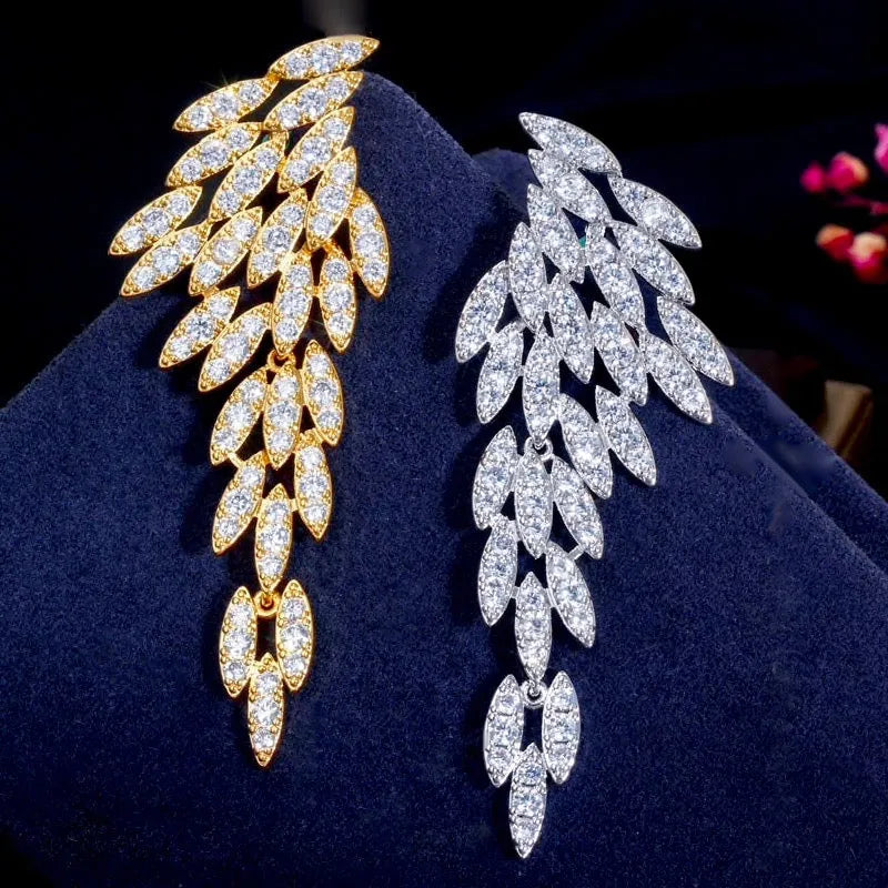 Wedding Jewelry - Angel Wing Bridal Earrings - Available in Silver and Yellow Gold