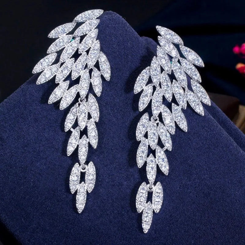 Wedding Jewelry - Angel Wing Bridal Earrings - Available in Silver and Yellow Gold