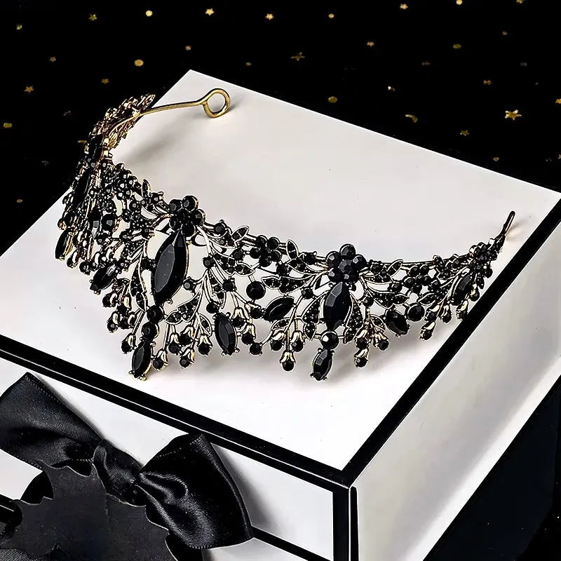 Wedding Hair Accessories - Victorian Gothic Black Bridal Tiara
