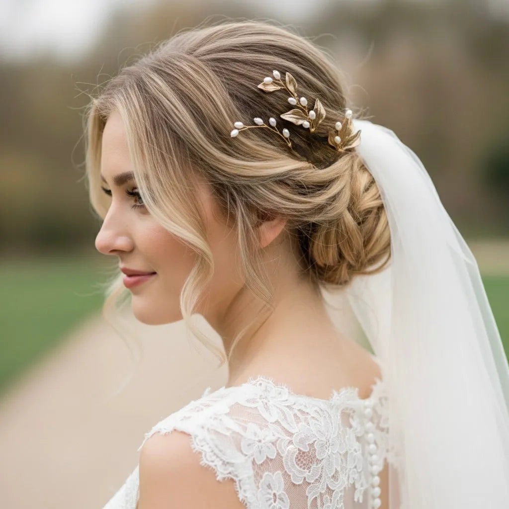 Antique Gold Bridal Hair Accessory Set – Vintage Pearl Hair Pins & Comb