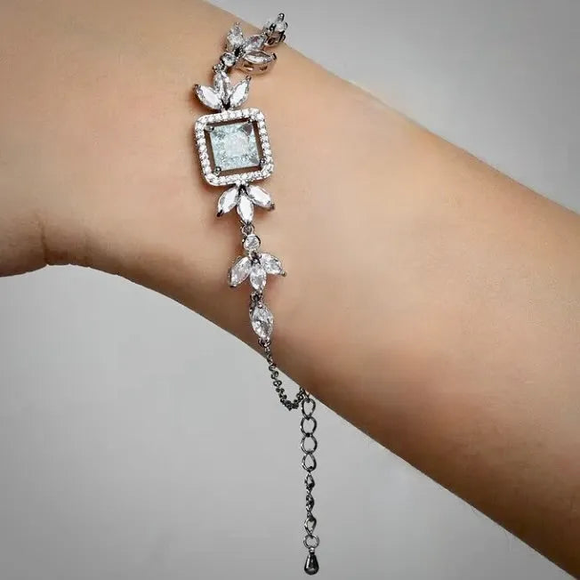 Wedding Jewelry - Aqua Cubic Zirconia Bridal Bracelet 