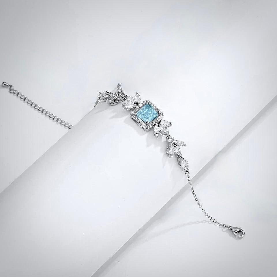 Wedding Jewelry - Aqua Cubic Zirconia Bridal Bracelet 