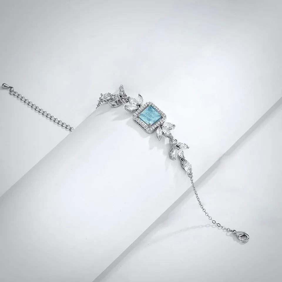 Wedding Jewelry - Aqua Cubic Zirconia Bridal Bracelet 