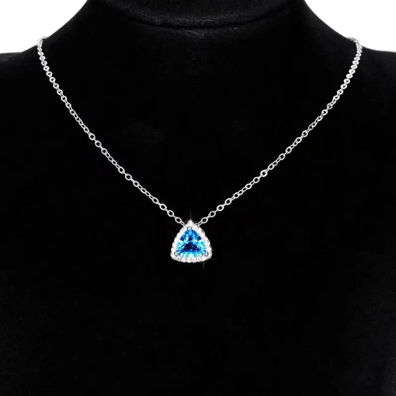 Aqua Blue CZ Bridal Pendant Necklace | Wedding Jewelry
