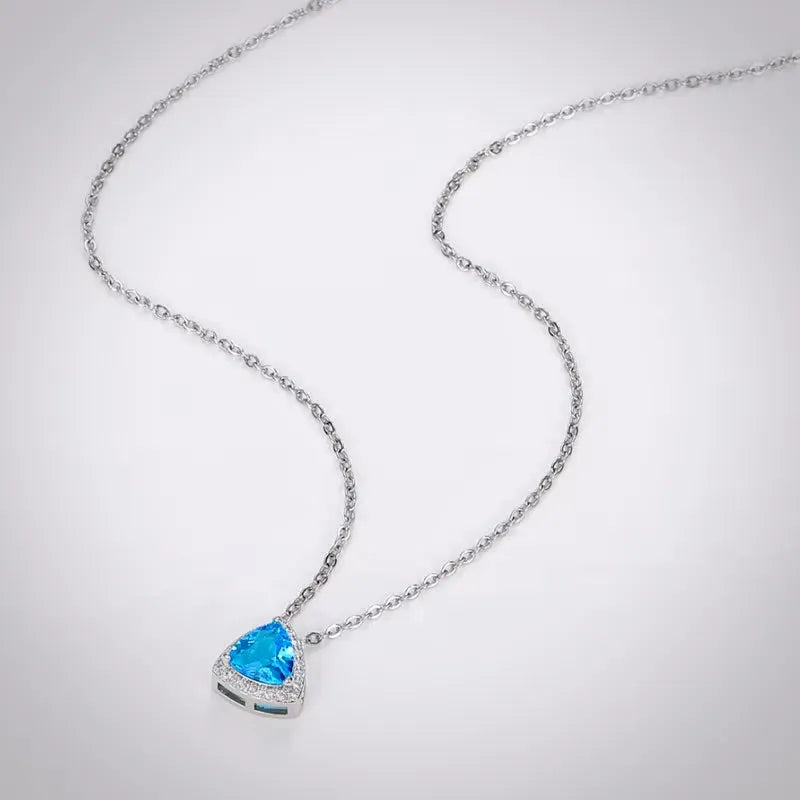 Aqua Blue CZ Bridal Pendant Necklace | Wedding Jewelry