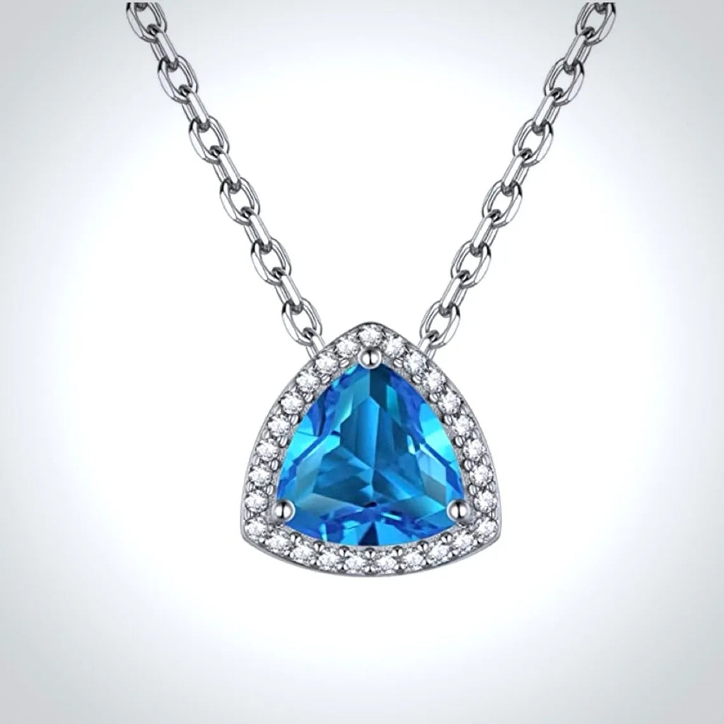 Aqua Blue CZ Bridal Pendant Necklace | Wedding Jewelry