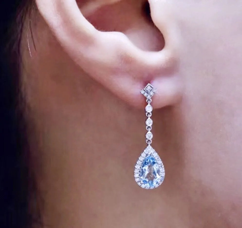 Wedding Jewelry - Aqua Blue CZ Bridal Jewelry Set