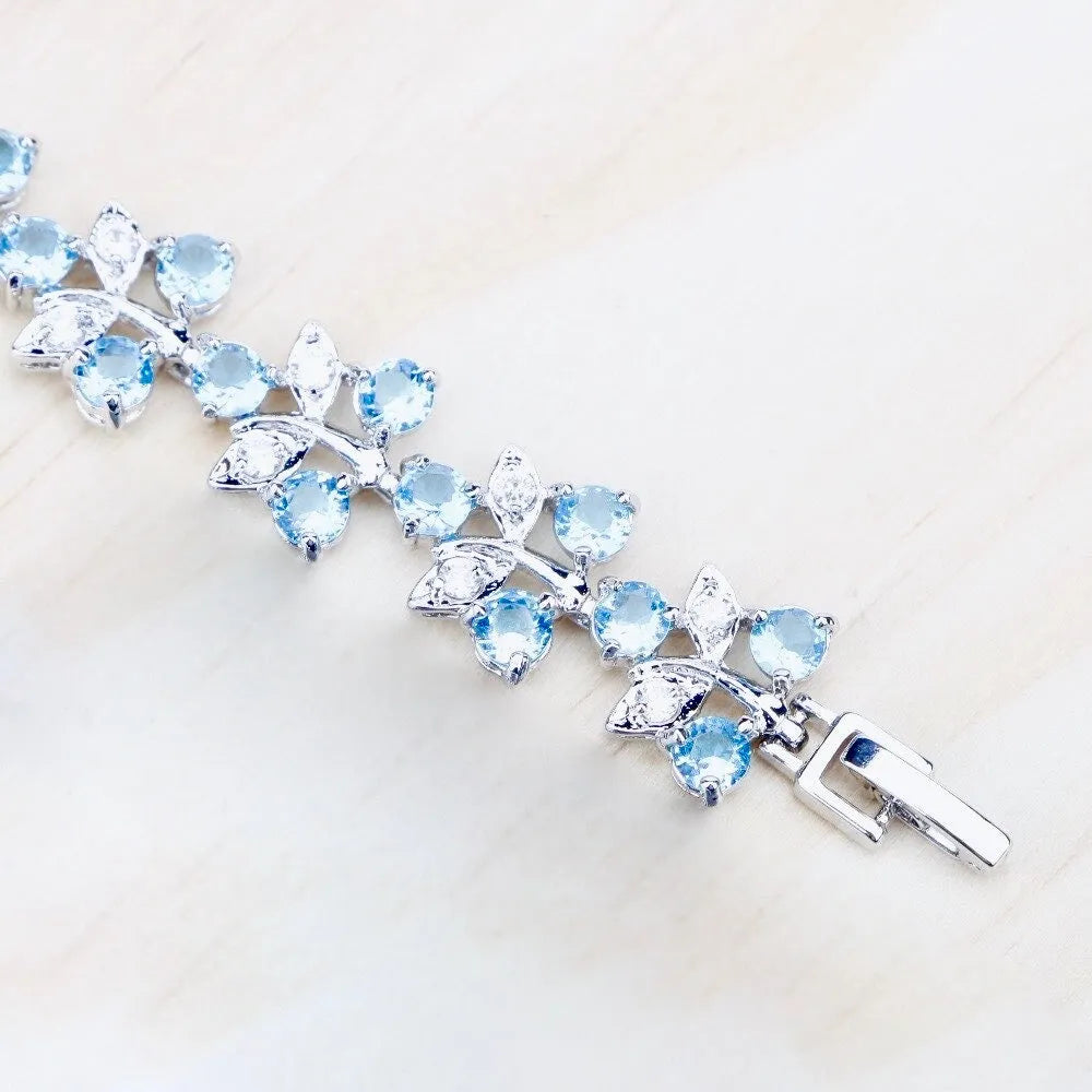 Wedding Jewelry - Aquamarine Cubic Zirconia Bridal Bracelet - More Designs