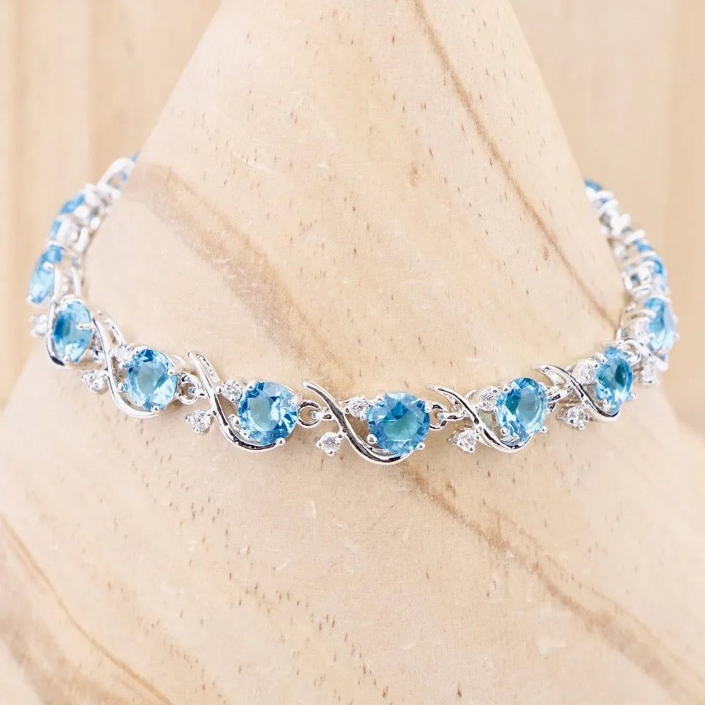 Wedding Jewelry - Aquamarine Cubic Zirconia Bridal Bracelet - More Designs