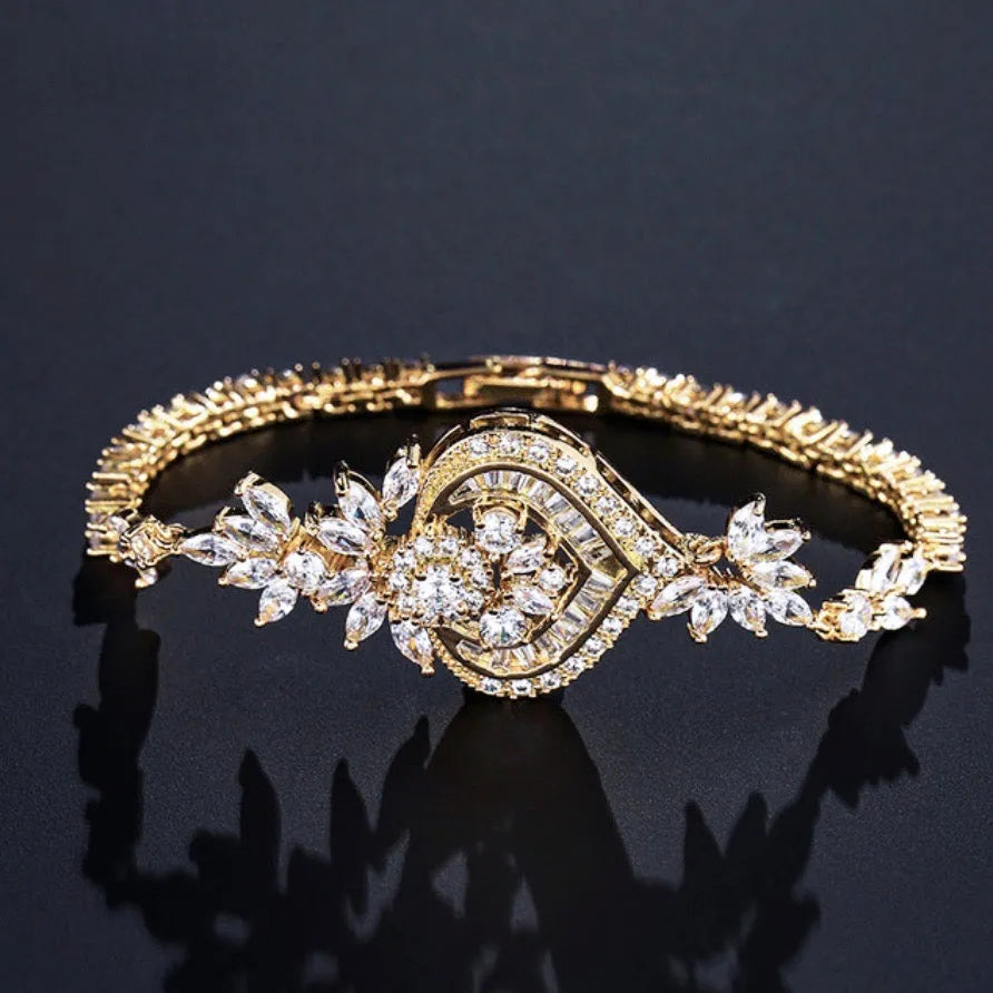 Wedding Jewelry - Art Deco CZ Bridal Bracelet - Available in Silver, Rose Gold and Yellow Gold