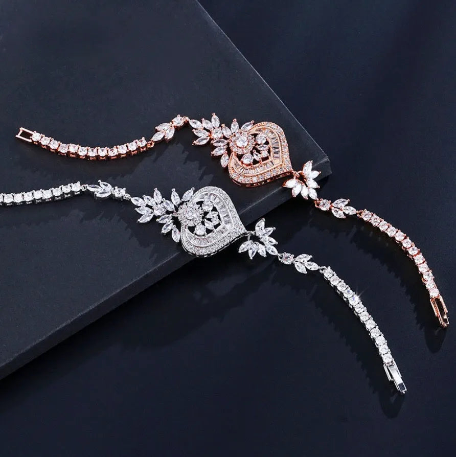 Wedding Jewelry - Art Deco CZ Bridal Bracelet - Available in Silver, Rose Gold and Yellow Gold