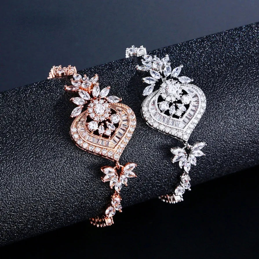 Wedding Jewelry - Art Deco CZ Bridal Bracelet - Available in Silver, Rose Gold and Yellow Gold