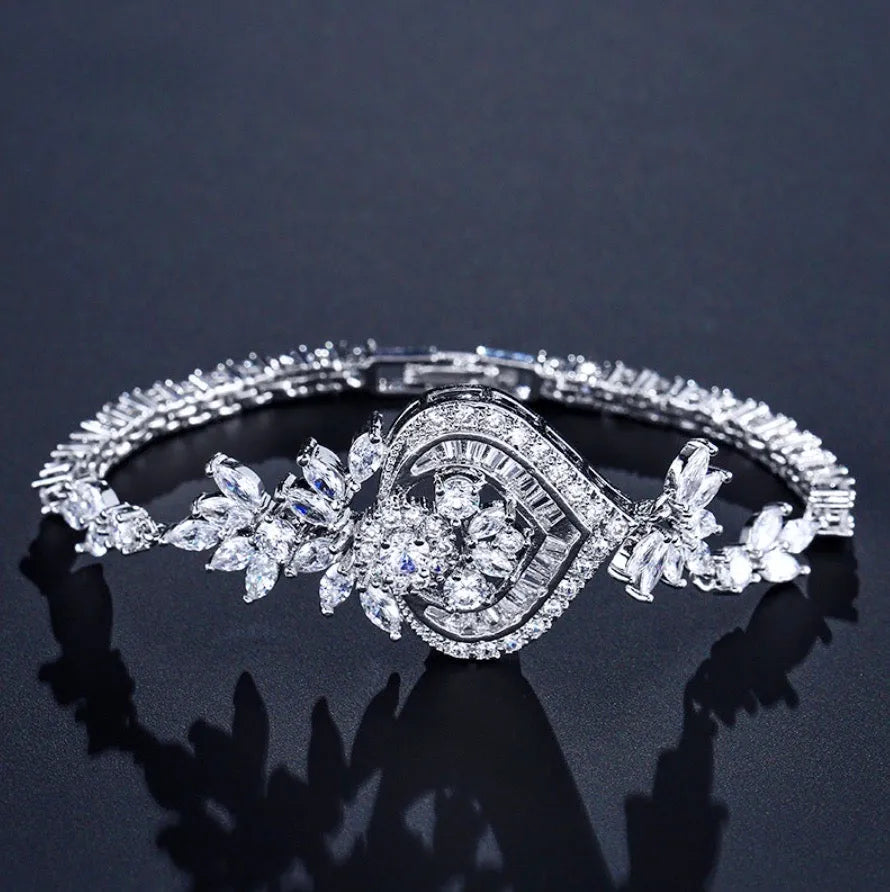 Wedding Jewelry - Art Deco CZ Bridal Bracelet - Available in Silver, Rose Gold and Yellow Gold