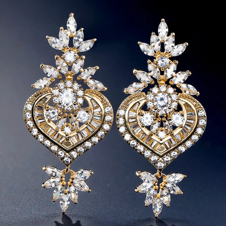 Wedding Jewelry - Art Deco CZ Bridal Earrings - Available in Silver, Rose Gold and Yellow Gold