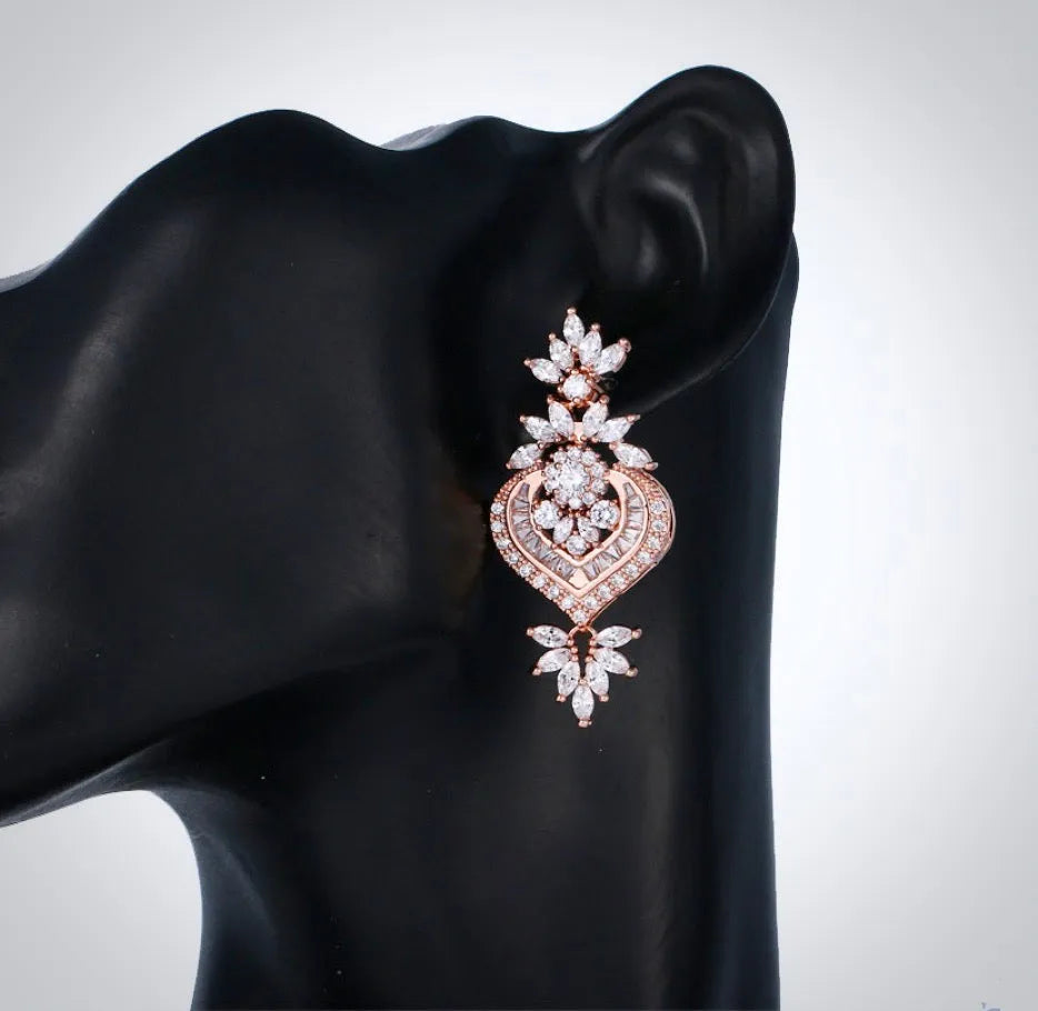 Wedding Jewelry - Art Deco CZ Bridal Earrings - Available in Silver, Rose Gold and Yellow Gold
