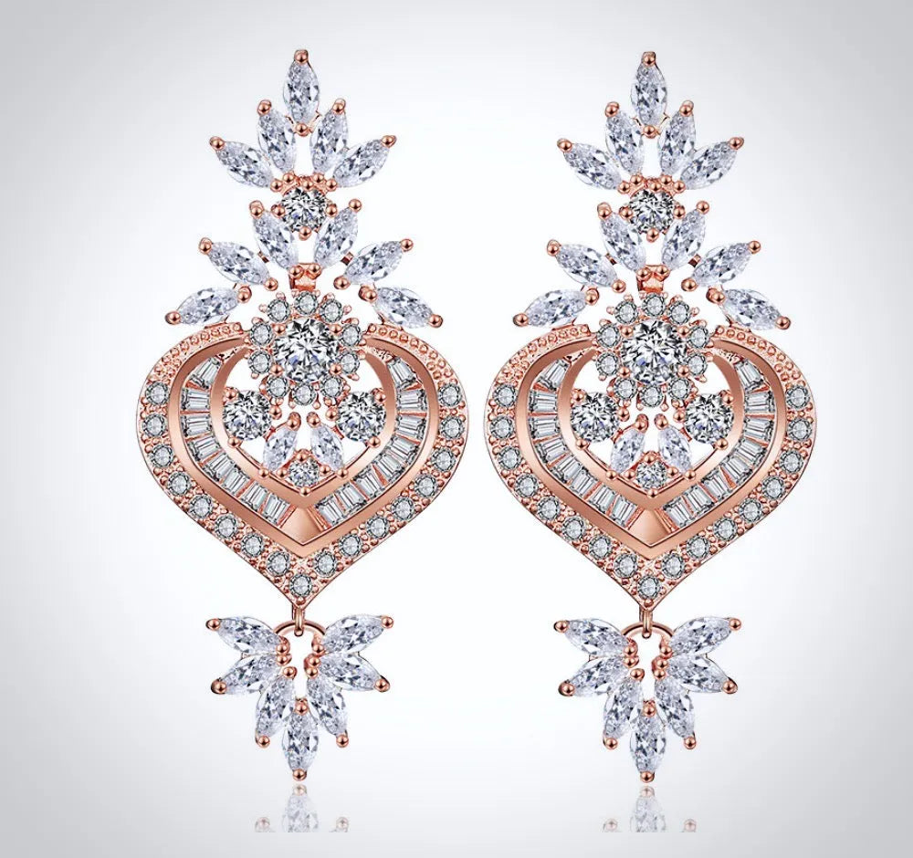 Wedding Jewelry - Art Deco CZ Bridal Earrings - Available in Silver, Rose Gold and Yellow Gold