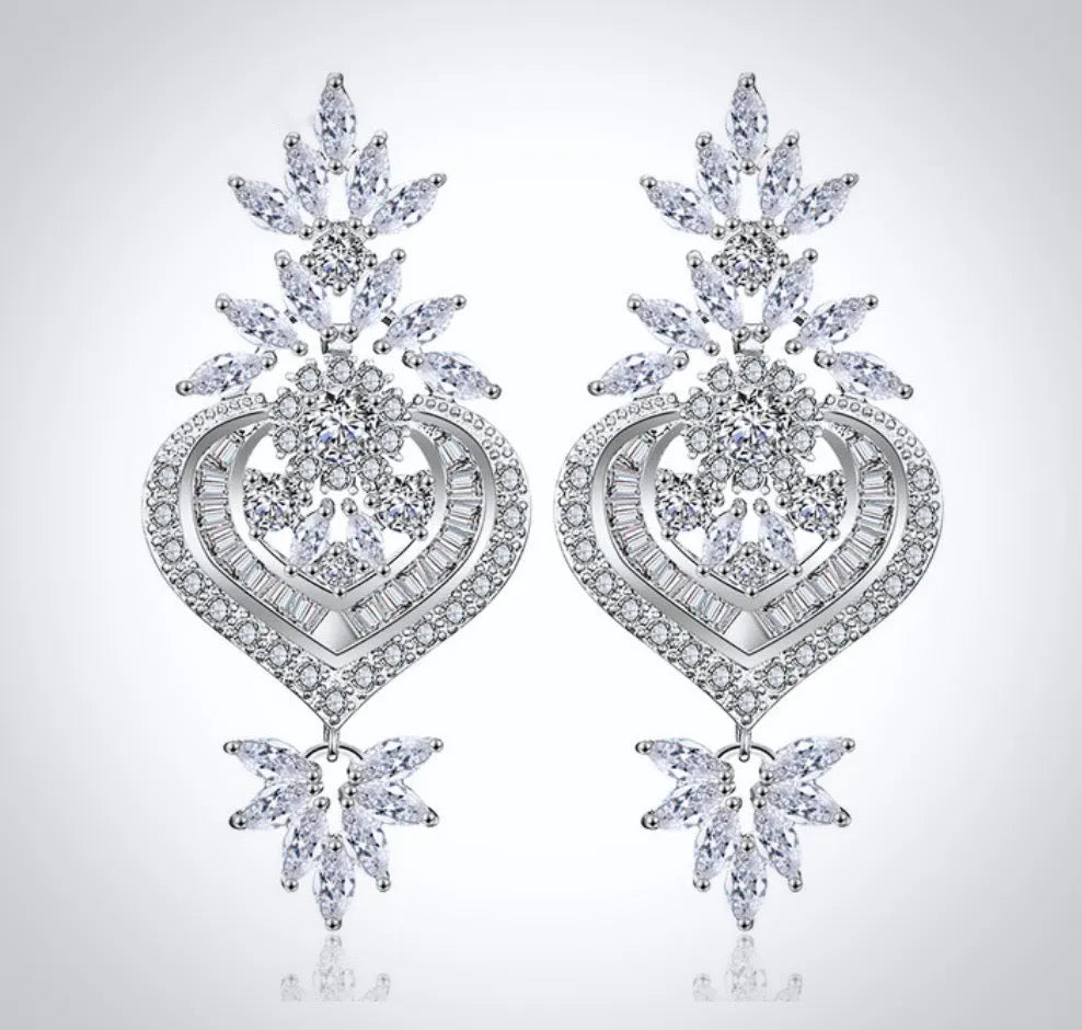 Wedding Jewelry - Art Deco CZ Bridal Earrings - Available in Silver, Rose Gold and Yellow Gold