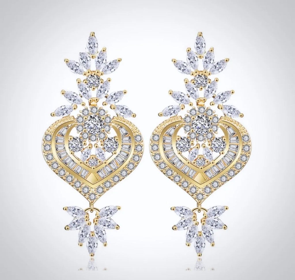 Wedding Jewelry - Art Deco CZ Bridal Earrings - Available in Silver, Rose Gold and Yellow Gold