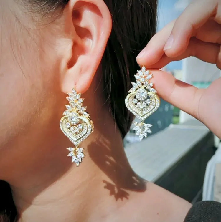 Wedding Jewelry - Art Deco CZ Bridal Earrings - Available in Silver, Rose Gold and Yellow Gold