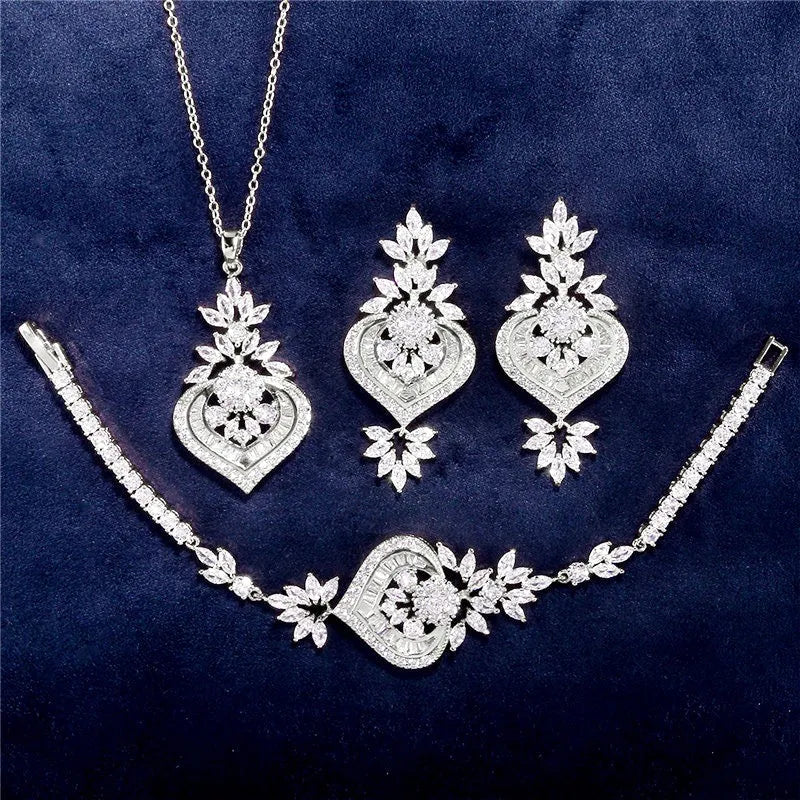 Wedding Jewelry - Cubic Zirconia Bridal 3-Piece Jewelry Set - Available in Silver, Rose Gold and Yellow Gold
