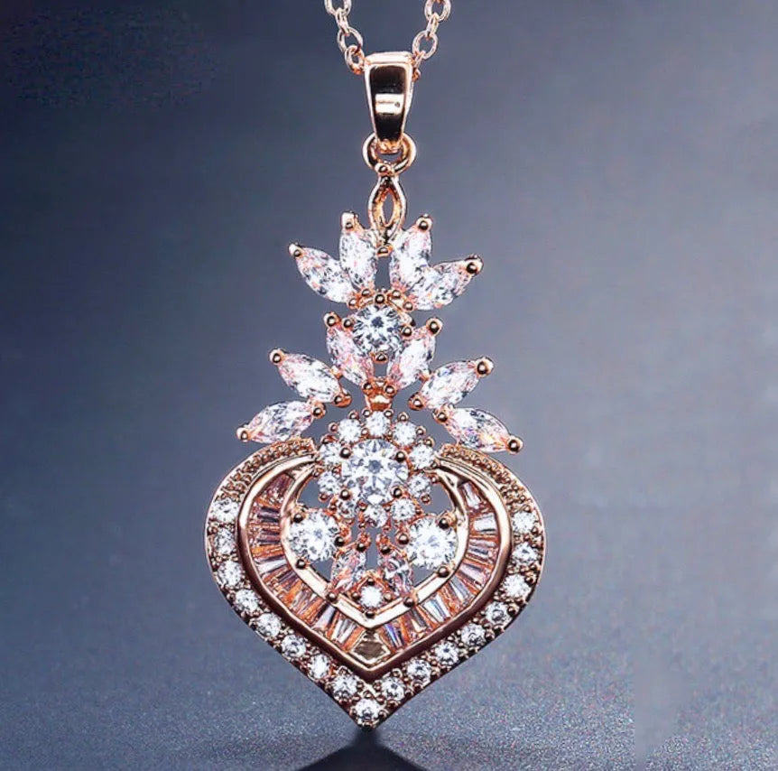 Wedding Jewelry - Cubic Zirconia Bridal Necklace - Available in Silver, Rose Gold and Yellow Gold