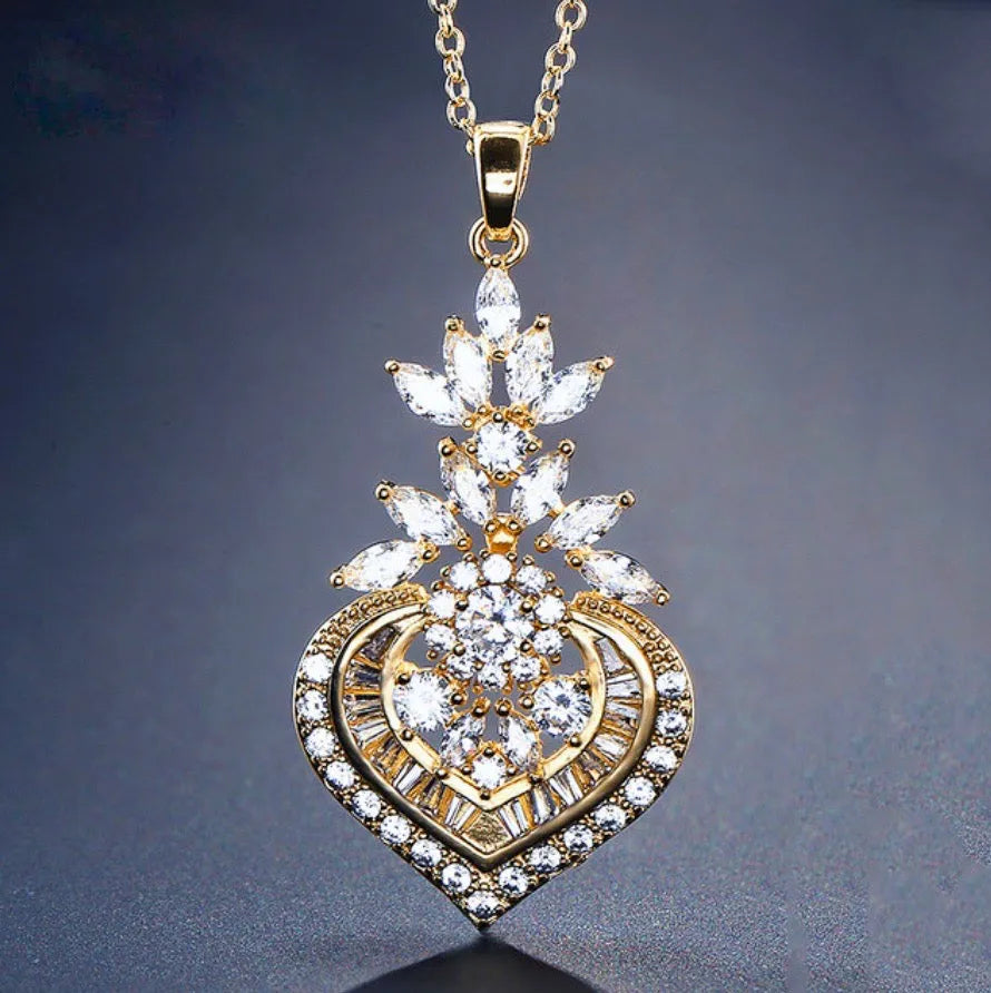 Wedding Jewelry - Cubic Zirconia Bridal Necklace - Available in Silver, Rose Gold and Yellow Gold
