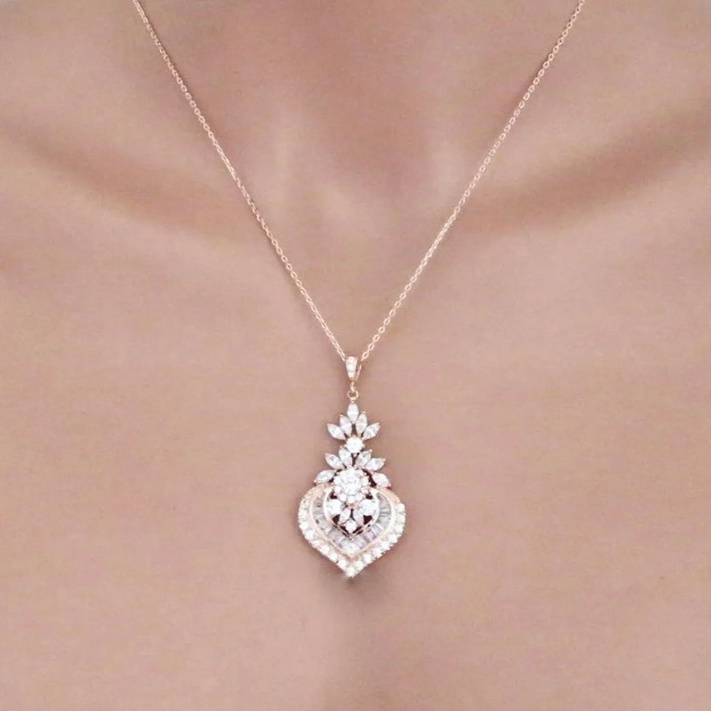 Narissa - Art Deco CZ 3-Piece Bridal Jewelry Set - Available in Silver, Rose Gold and Yellow Gold