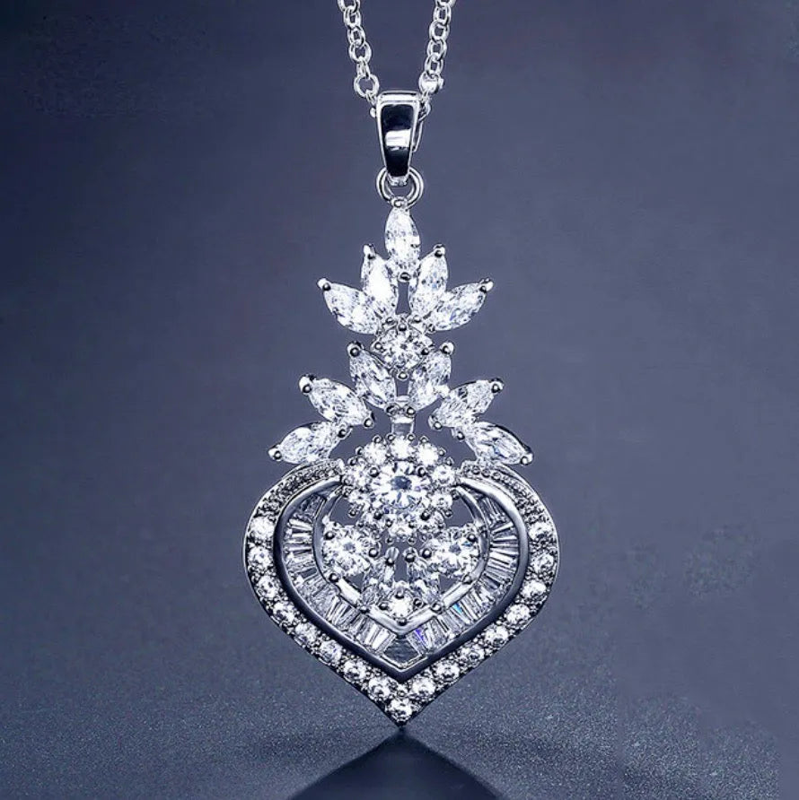 Wedding Jewelry - Cubic Zirconia Bridal Necklace - Available in Silver, Rose Gold and Yellow Gold