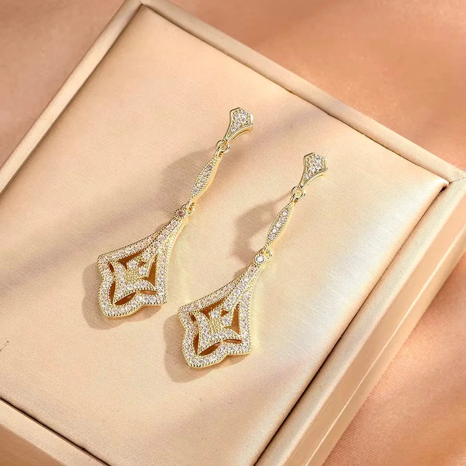 Wedding Jewelry - Vintage Style CZ Bridal Earrings 