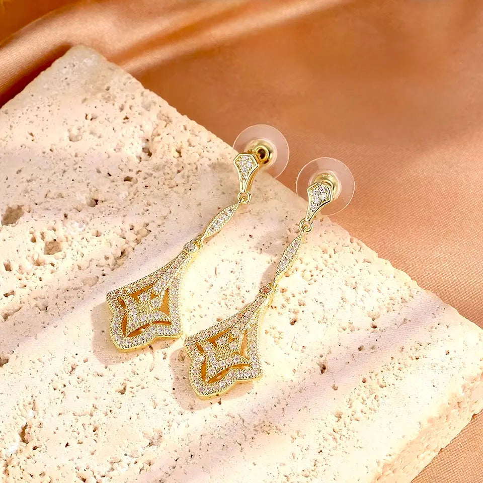 Wedding Jewelry - Vintage Style CZ Bridal Earrings 