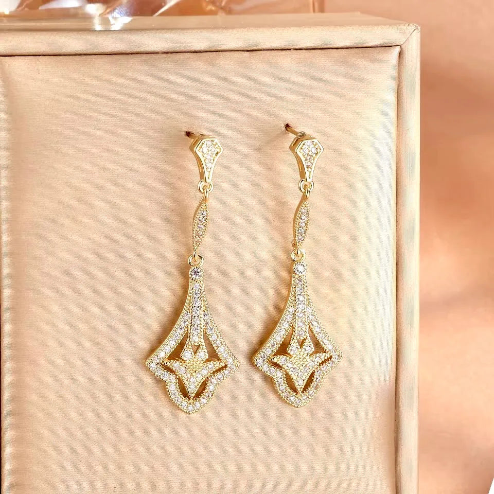 Wedding Jewelry - Vintage Style CZ Bridal Earrings 