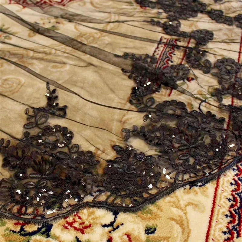 Wedding Veils - Black Lace Edge Cathedral Bridal Veil