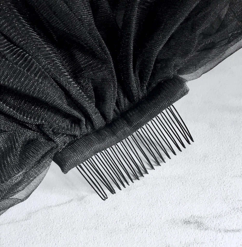 Wedding Veils - Black Lace Edge Cathedral Bridal Veil