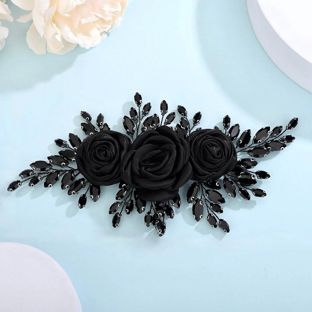 Wedding Hair Accessories - Black Crystal Bridal Hair Accessory