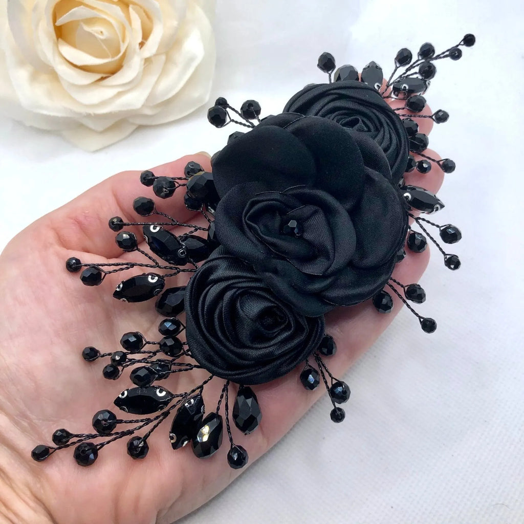 Wedding Hair Accessories - Black Crystal Bridal Hair Accessory