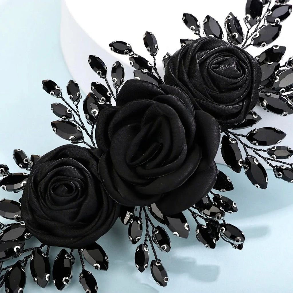 Wedding Hair Accessories - Black Crystal Bridal Hair Accessory