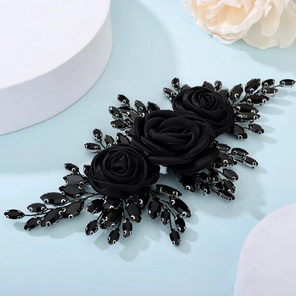 Wedding Hair Accessories - Black Crystal Bridal Hair Accessory