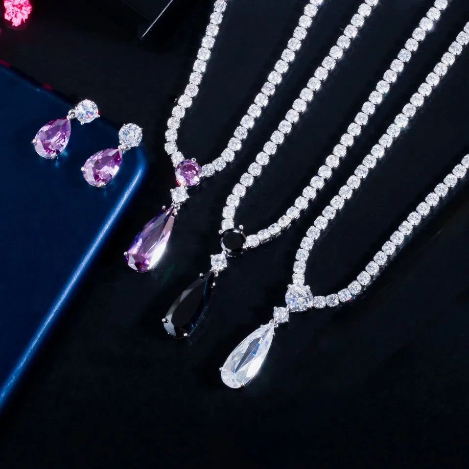 Wedding Jewelry - Silver Cubic Zirconia Bridal Jewelry Set - More Colors