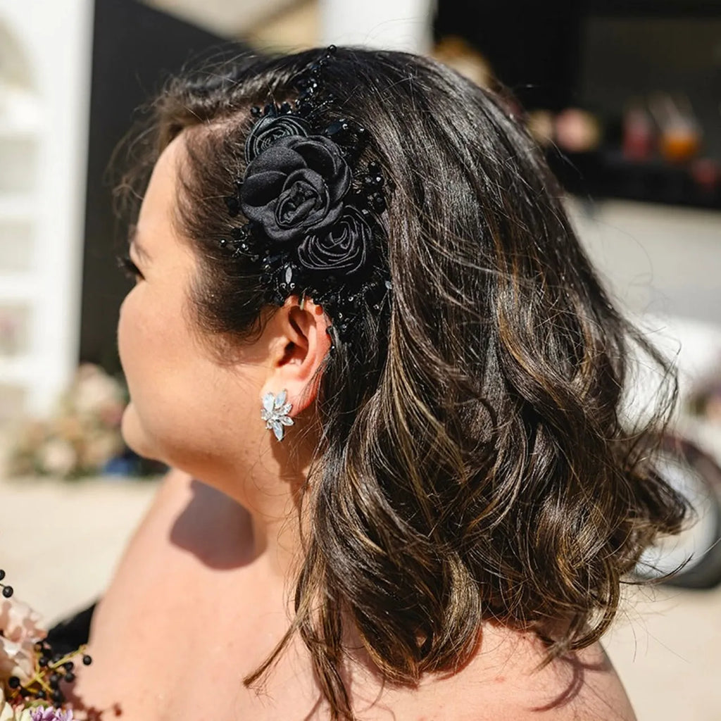 Wedding Hair Accessories - Black Crystal Bridal Hair Accessory