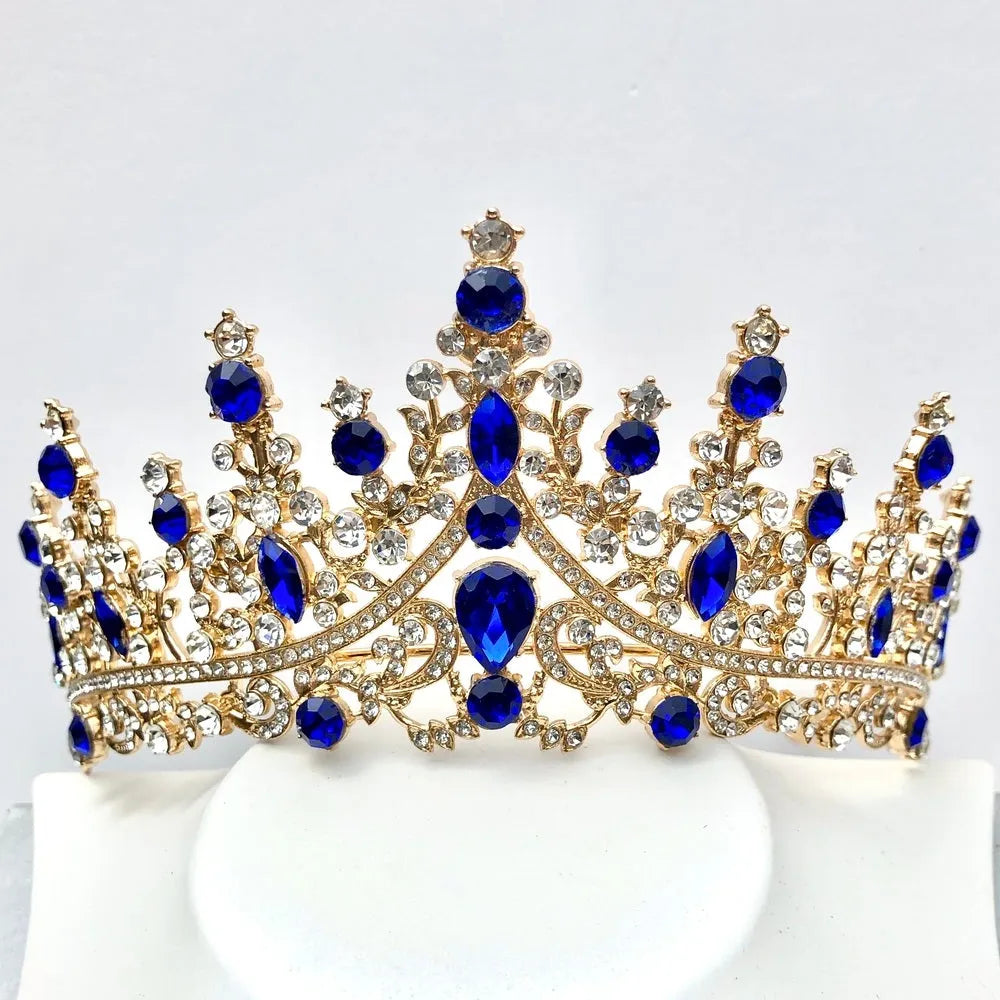 Wedding Jewelry and Accessories - Blue Crystal 4-Piece Bridal Jewelry Set With Tiara - Available in Silver and Gold