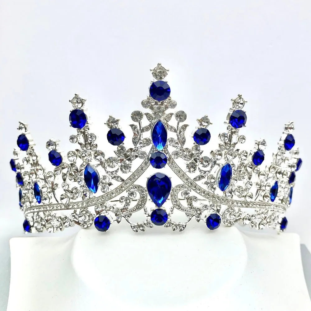 Wedding Hair Accessories - Blue Crystal Bridal Tiara - Available in Silver and Gold