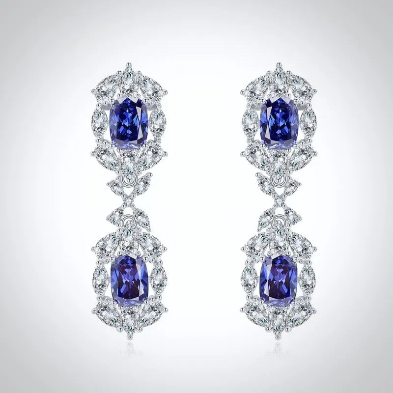 Wedding Jewelry - Blue Cubic Zirconia Bridal Earrings